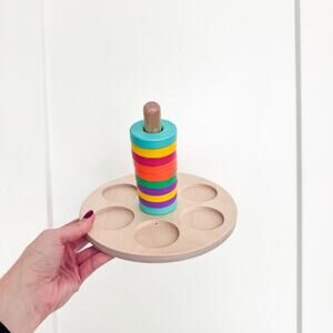 Lovevery Babbler Play Kit 12 Colors Wooden Base Flexible Ring Stacker